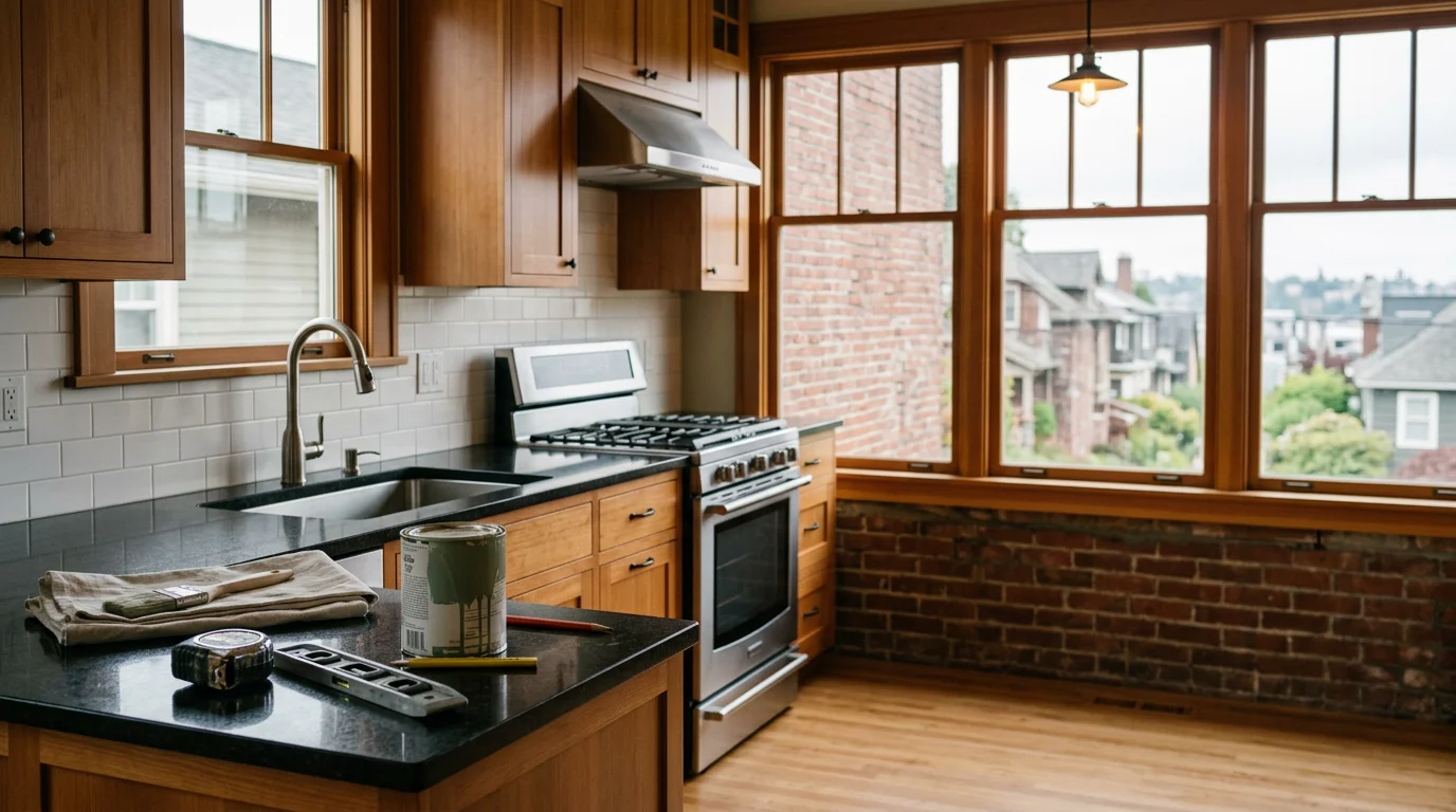 Home remodeling project showing interior renovation work