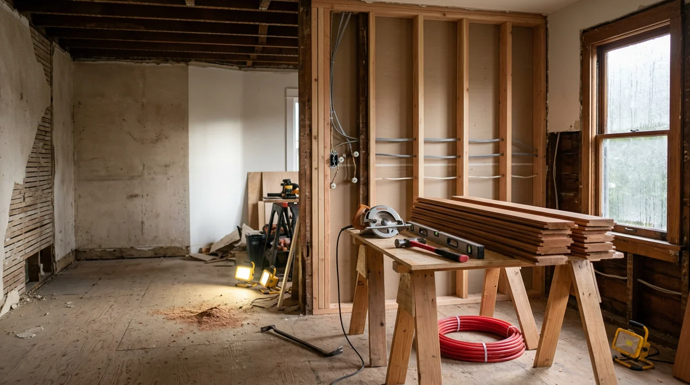 A remodeled interior of a Seattle-area home showing updated finish carpentry, clean trim work, and refreshed structural details. The space reflects careful craftsmanship typical of residential remodel work in the greater Puget Sound region.